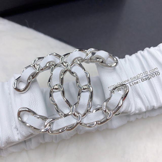 Chanel女士皮帶 香奈兒經典小羊皮鬆緊褲腰帶 香奈兒褶皺腰帶  jjp2151